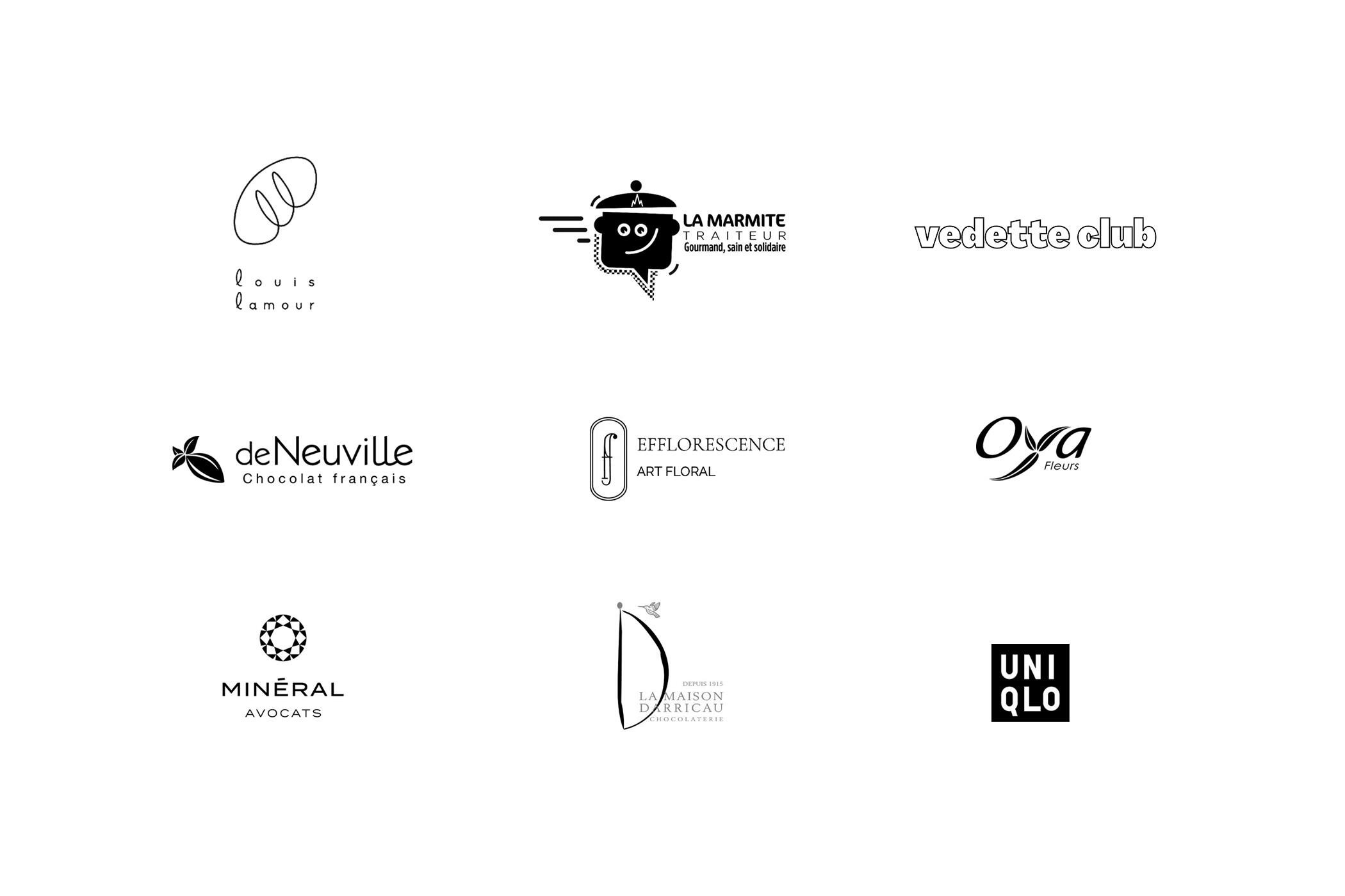 Clients qui nous font confiance : Bouloulam, La Marmite, Vedette, Oya, Uniqlo, Efflorescence, Darricau, De Neuville.